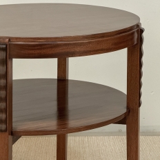 French Mid Century Mahogany Round End Table