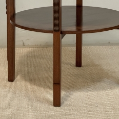 French Mid Century Mahogany Round End Table