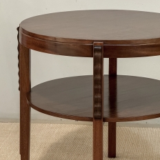 French Mid Century Mahogany Round End Table