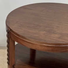 French Mid Century Mahogany Round End Table