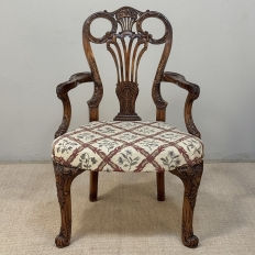 19th Century English Chippendale Style Carved Walnut Armchair