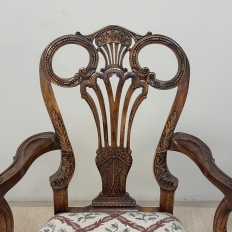 19th Century English Chippendale Style Carved Walnut Armchair