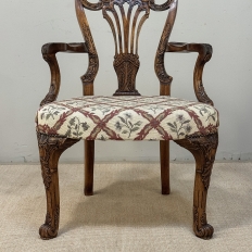 19th Century English Chippendale Style Carved Walnut Armchair