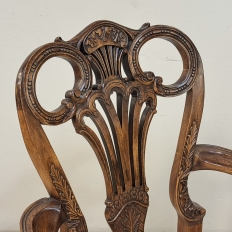19th Century English Chippendale Style Carved Walnut Armchair