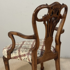 19th Century English Chippendale Style Carved Walnut Armchair