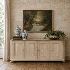 Antique Rustic European Stripped Oak Buffet ~ Credenza