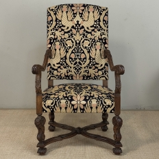 19th Century French Renaissance Revival Hand Carved Oak Armchair