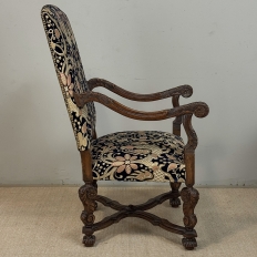 19th Century French Renaissance Revival Hand Carved Oak Armchair
