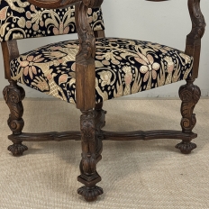 19th Century French Renaissance Revival Hand Carved Oak Armchair