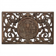 Early 18th Century Baroque Pierced Hand Carved Oak Communion Panel from Cathedral