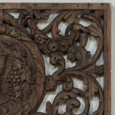 Early 18th Century Baroque Pierced Hand Carved Oak Communion Panel from Cathedral