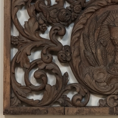 Early 18th Century Baroque Pierced Hand Carved Oak Communion Panel from Cathedral