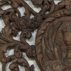 Early 18th Century Baroque Pierced Hand Carved Oak Communion Panel from Cathedral
