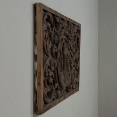 Early 18th Century Baroque Pierced Hand Carved Oak Communion Panel from Cathedral