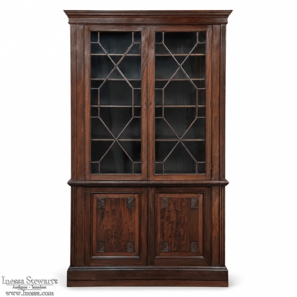 19th Century English Solid Mahogany Neoclassical Bookcase
