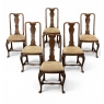 Set of 6 Antique Queen Anne Chestnut Dining Chairs
