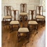 Set of 6 Antique Queen Anne Chestnut Dining Chairs