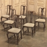 Set of 6 Antique Queen Anne Chestnut Dining Chairs