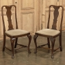 Set of 6 Antique Queen Anne Chestnut Dining Chairs