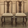 Set of 6 Antique Queen Anne Chestnut Dining Chairs