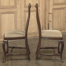 Set of 6 Antique Queen Anne Chestnut Dining Chairs
