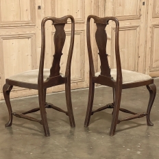 Set of 6 Antique Queen Anne Chestnut Dining Chairs