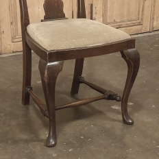 Set of 6 Antique Queen Anne Chestnut Dining Chairs