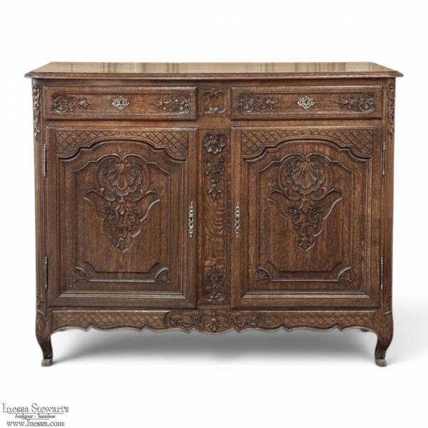 Antique Country French Louis XIV Oak Buffet