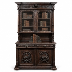 19th Century French Oak Hunt Bookcase ~ Display Cabinet