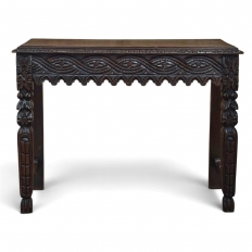18th Century English Rustic Gothic Style Oak Console ~ Sofa Table
