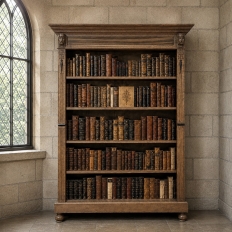 19th Century Dutch Renaissance Revival Oak Open Bookcase