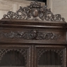 19th Century French Carved Oak Hunt Bookcase with Barley Twist Columns