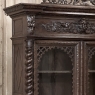 19th Century French Carved Oak Hunt Bookcase with Barley Twist Columns