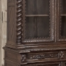 19th Century French Carved Oak Hunt Bookcase with Barley Twist Columns