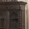 19th Century French Carved Oak Hunt Bookcase with Barley Twist Columns