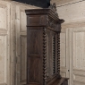 19th Century French Carved Oak Hunt Bookcase with Barley Twist Columns