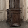19th Century French Carved Oak Hunt Bookcase with Barley Twist Columns