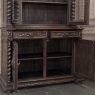 19th Century French Carved Oak Hunt Bookcase with Barley Twist Columns