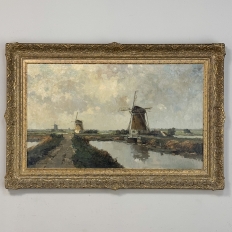 Antique Dutch Coastal Landscape Oil Painting by Jules Brouwers (1869–1955)