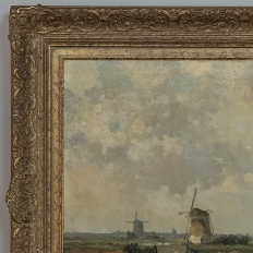 Antique Dutch Coastal Landscape Oil Painting by Jules Brouwers (1869–1955)