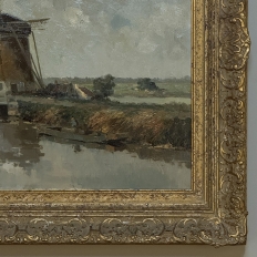Antique Dutch Coastal Landscape Oil Painting by Jules Brouwers (1869–1955)