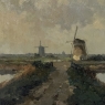Antique Dutch Coastal Landscape Oil Painting by Jules Brouwers (1869–1955)