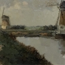 Antique Dutch Coastal Landscape Oil Painting by Jules Brouwers (1869–1955)