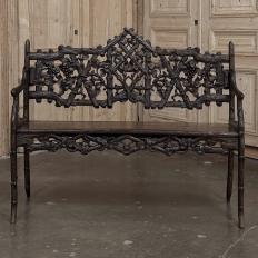 19th Century French Black Forest Carved Oak Hall Bench