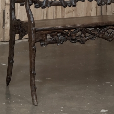 19th Century French Black Forest Carved Oak Hall Bench