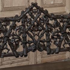 19th Century French Black Forest Carved Oak Hall Bench