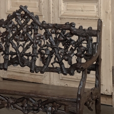 19th Century French Black Forest Carved Oak Hall Bench