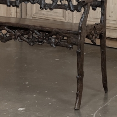 19th Century French Black Forest Carved Oak Hall Bench