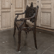 19th Century French Black Forest Carved Oak Hall Bench