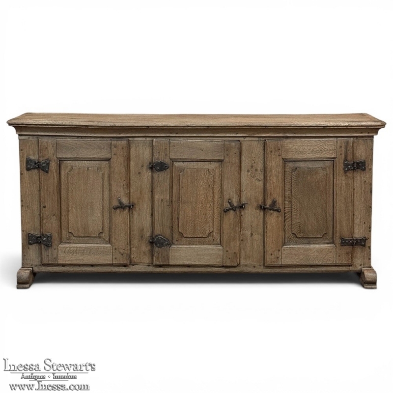 18th Century Dutch Rustic Oak Buffet ~ Credenza with Wrought Iron
